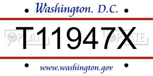 T11947X District Of Columbia License Plate