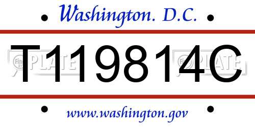 T119814C District Of Columbia License Plate