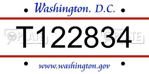 T122834 District Of Columbia License Plate