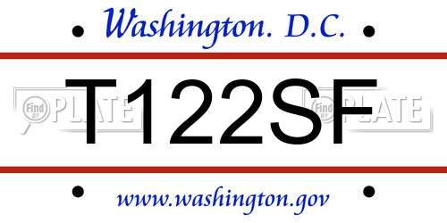T122SF District Of Columbia License Plate