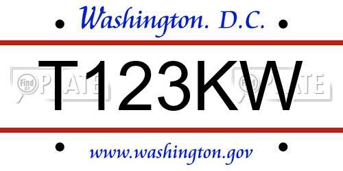 T123KW District Of Columbia License Plate