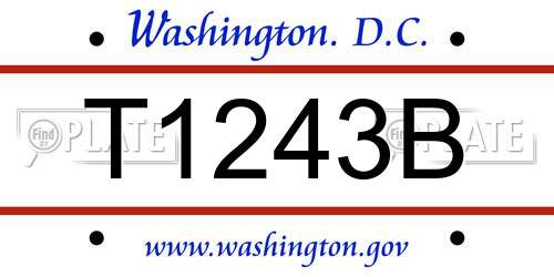 T1243B District Of Columbia License Plate