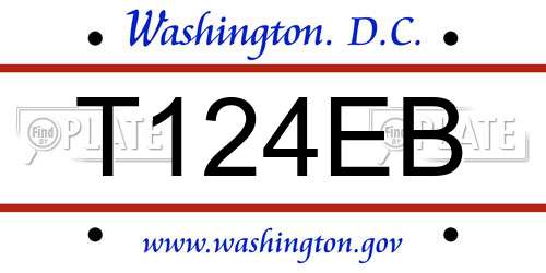 T124EB District Of Columbia License Plate