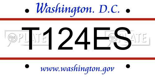 T124ES District Of Columbia License Plate