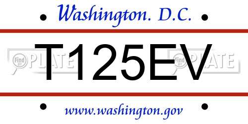 T125EV District Of Columbia License Plate