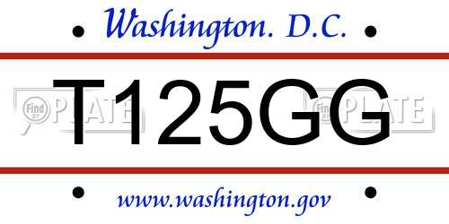 T125GG District Of Columbia License Plate