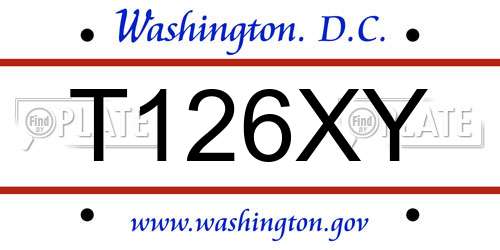 T126XY District Of Columbia License Plate