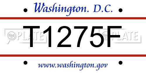 T1275F District Of Columbia License Plate