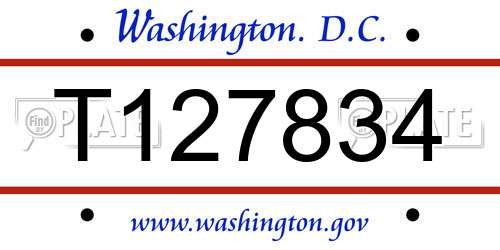 T127834 District Of Columbia License Plate