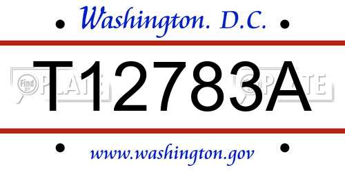 T12783A District Of Columbia License Plate
