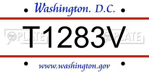 T1283V District Of Columbia License Plate