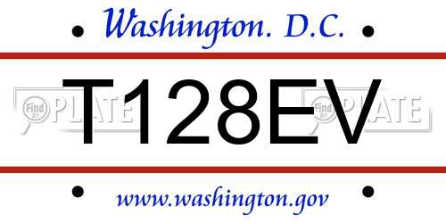 T128EV District Of Columbia License Plate