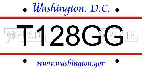 T128GG District Of Columbia License Plate