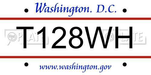 T128WH District Of Columbia License Plate