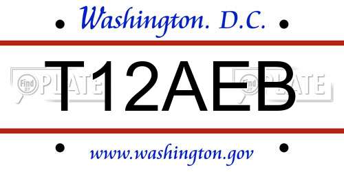 T12AEB District Of Columbia License Plate