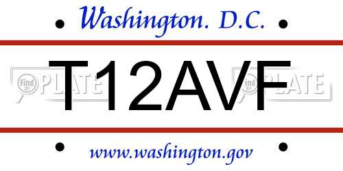 T12AVF District Of Columbia License Plate