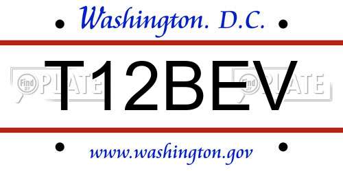 T12BEV District Of Columbia License Plate