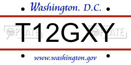 T12GXY District Of Columbia License Plate