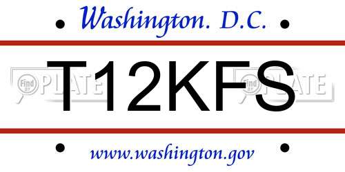 T12KFS District Of Columbia License Plate