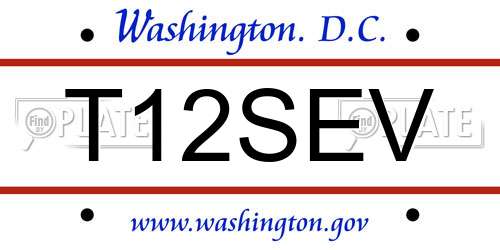 T12SEV District Of Columbia License Plate