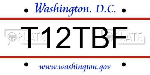 T12TBF District Of Columbia License Plate