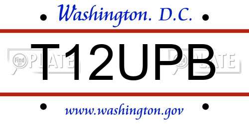 T12UPB District Of Columbia License Plate