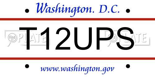 T12UPS District Of Columbia License Plate