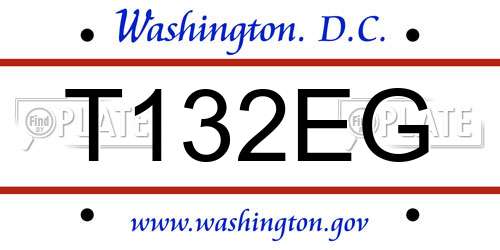 T132EG District Of Columbia License Plate