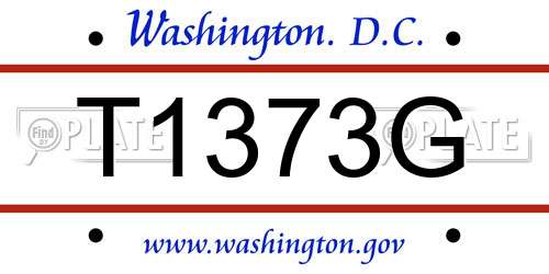 T1373G District Of Columbia License Plate