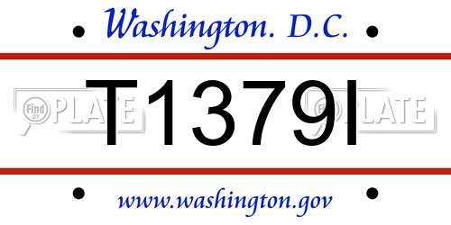 T1379I District Of Columbia License Plate