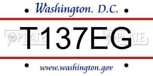 T137EG District Of Columbia License Plate