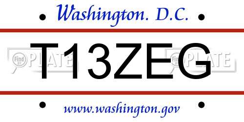 T13ZEG District Of Columbia License Plate