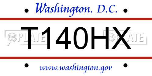 T140HX District Of Columbia License Plate