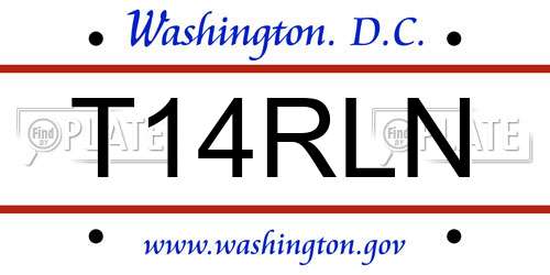 T14RLN District Of Columbia License Plate