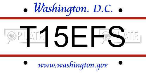 T15EFS District Of Columbia License Plate