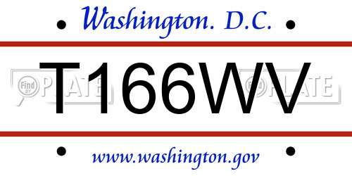 T166WV District Of Columbia License Plate