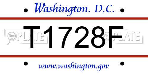T1728F District Of Columbia License Plate