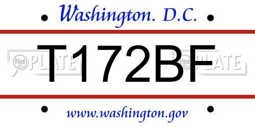 T172BF District Of Columbia License Plate