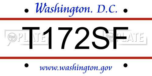 T172SF District Of Columbia License Plate