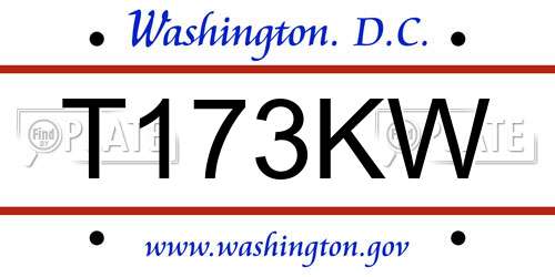 T173KW District Of Columbia License Plate