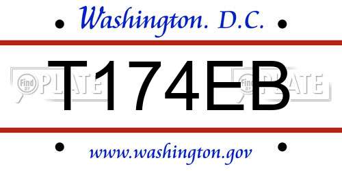 T174EB District Of Columbia License Plate