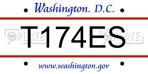 T174ES District Of Columbia License Plate