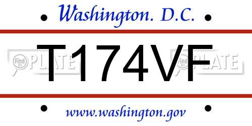T174VF District Of Columbia License Plate