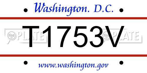 T1753V District Of Columbia License Plate