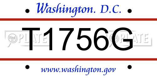 T1756G District Of Columbia License Plate