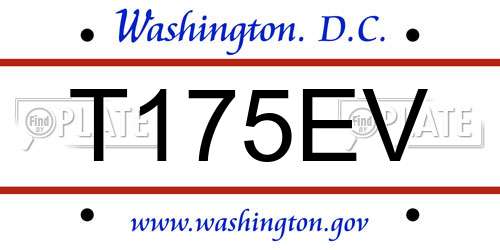 T175EV District Of Columbia License Plate