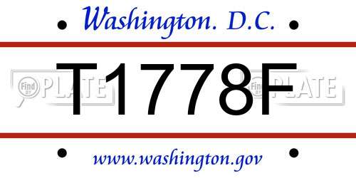 T1778F District Of Columbia License Plate