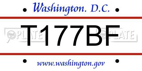 T177BF District Of Columbia License Plate