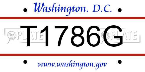 T1786G District Of Columbia License Plate