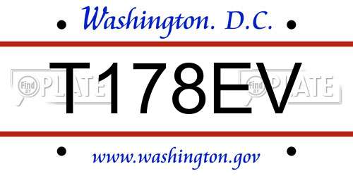 T178EV District Of Columbia License Plate